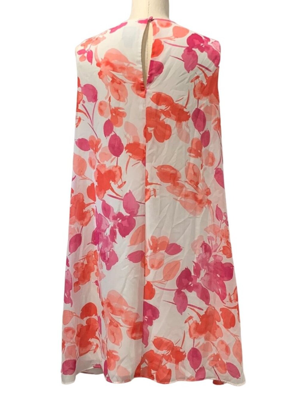 JH Jessica Howard Sleeveless Shift Dress Sz 14 Floral Lined Keyhole Pink Orange - Picture 2 of 16